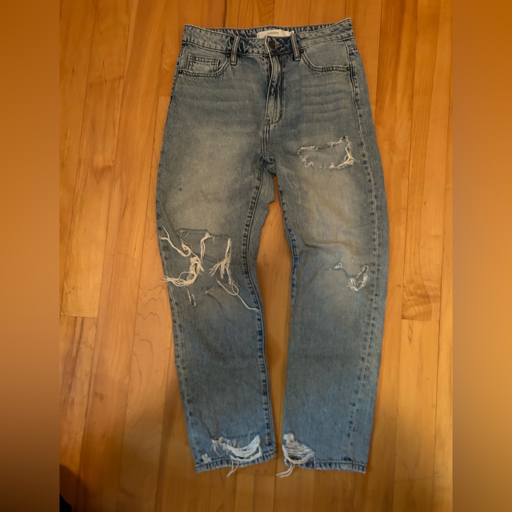 Hidden distressed mom jeans